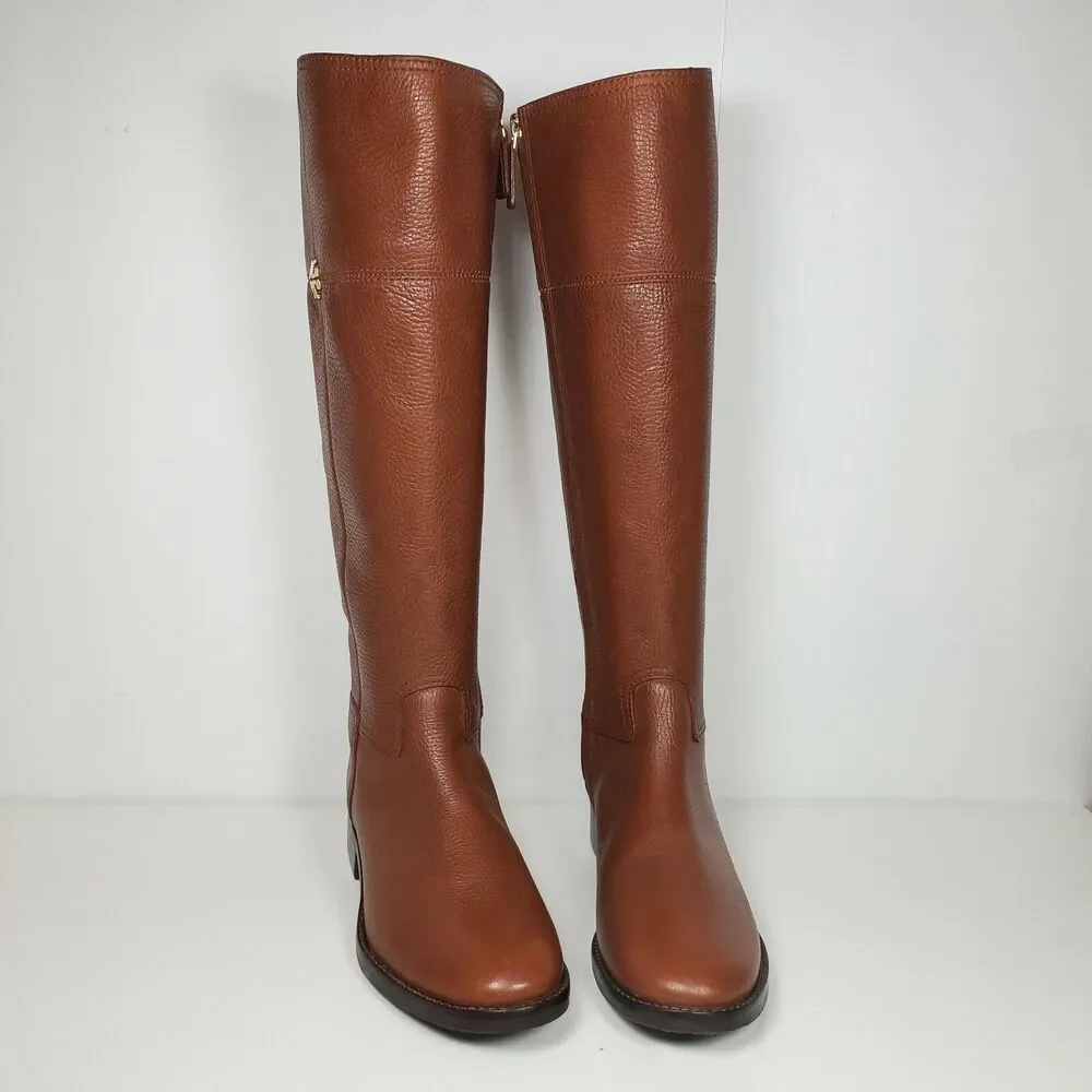 Tory Burch Women boots Jolie Leather Rustic Brown Riding Boots Size 5 M US new